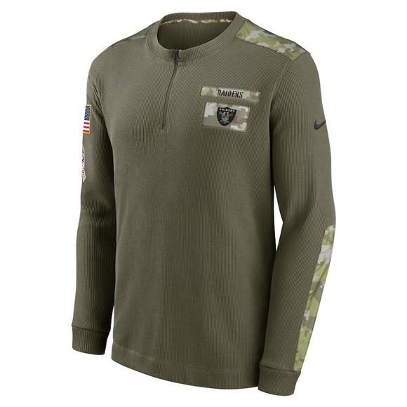 NEW - Nike Olive Las Vegas Raiders Salute To Service Henley Long Sleeve Thermal - Picture 1 of 3